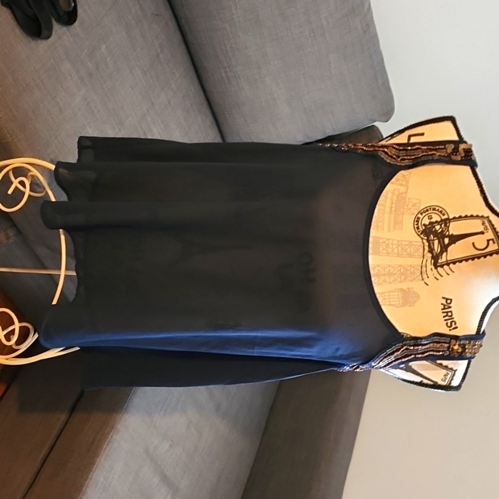 Sheer Navy Blue With Detailing Tank Sz Large